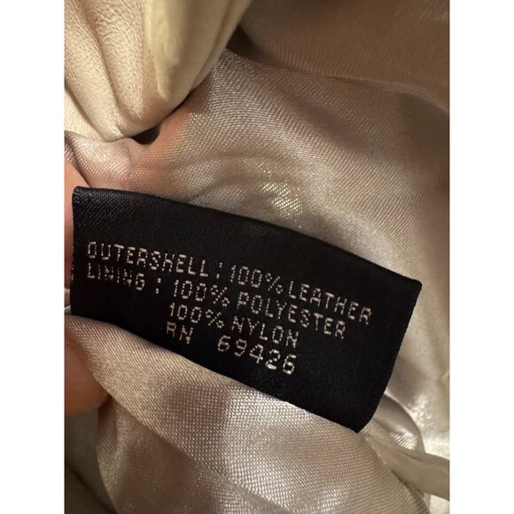 Wilsons Leather Womens Beige Jacket Medium Button-Up Fully Lined 100% Leather Ch - Picture 5 of 7